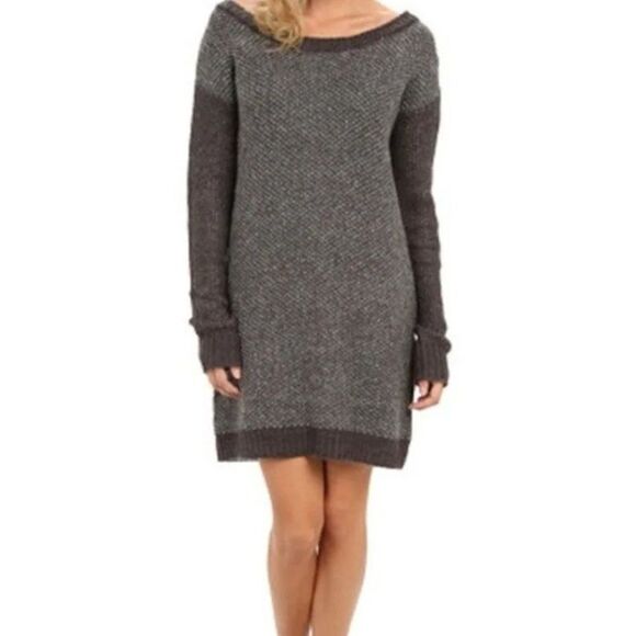 BCBGeneration Sweater Dress Tunic Wool Blend Size M / L Gray NWT Scoop Neck - Picture 2 of 9